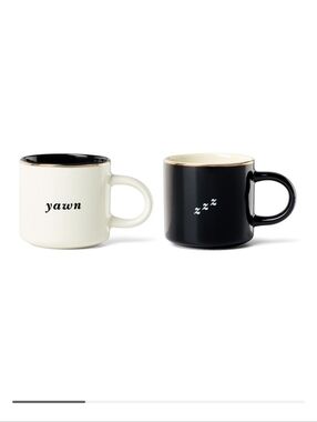 kate spade Lenox black & cream 'yawn' and 'z z z' Mug Set